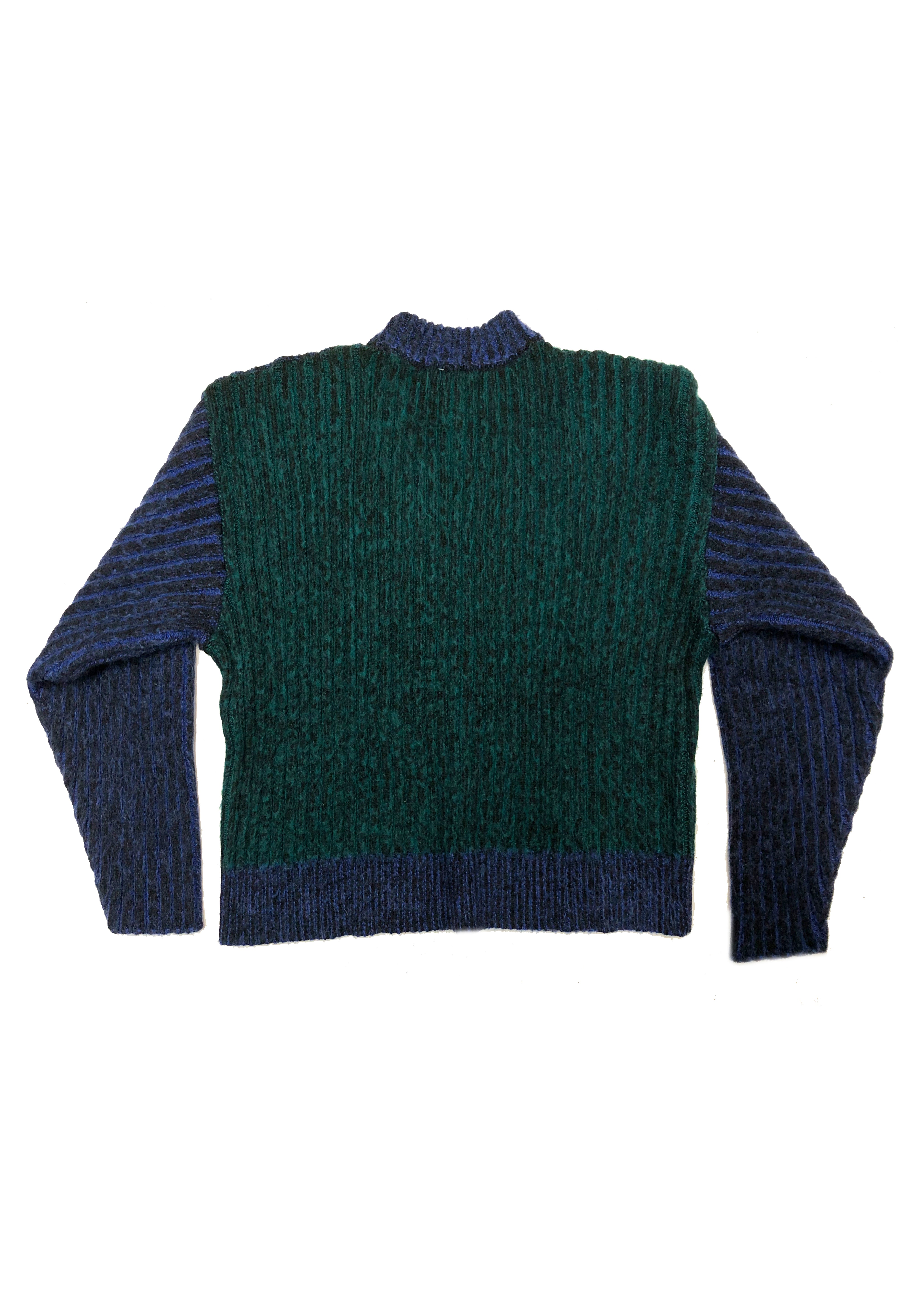 BLUE/GREEN BLOCK MOHAIR JUMPER