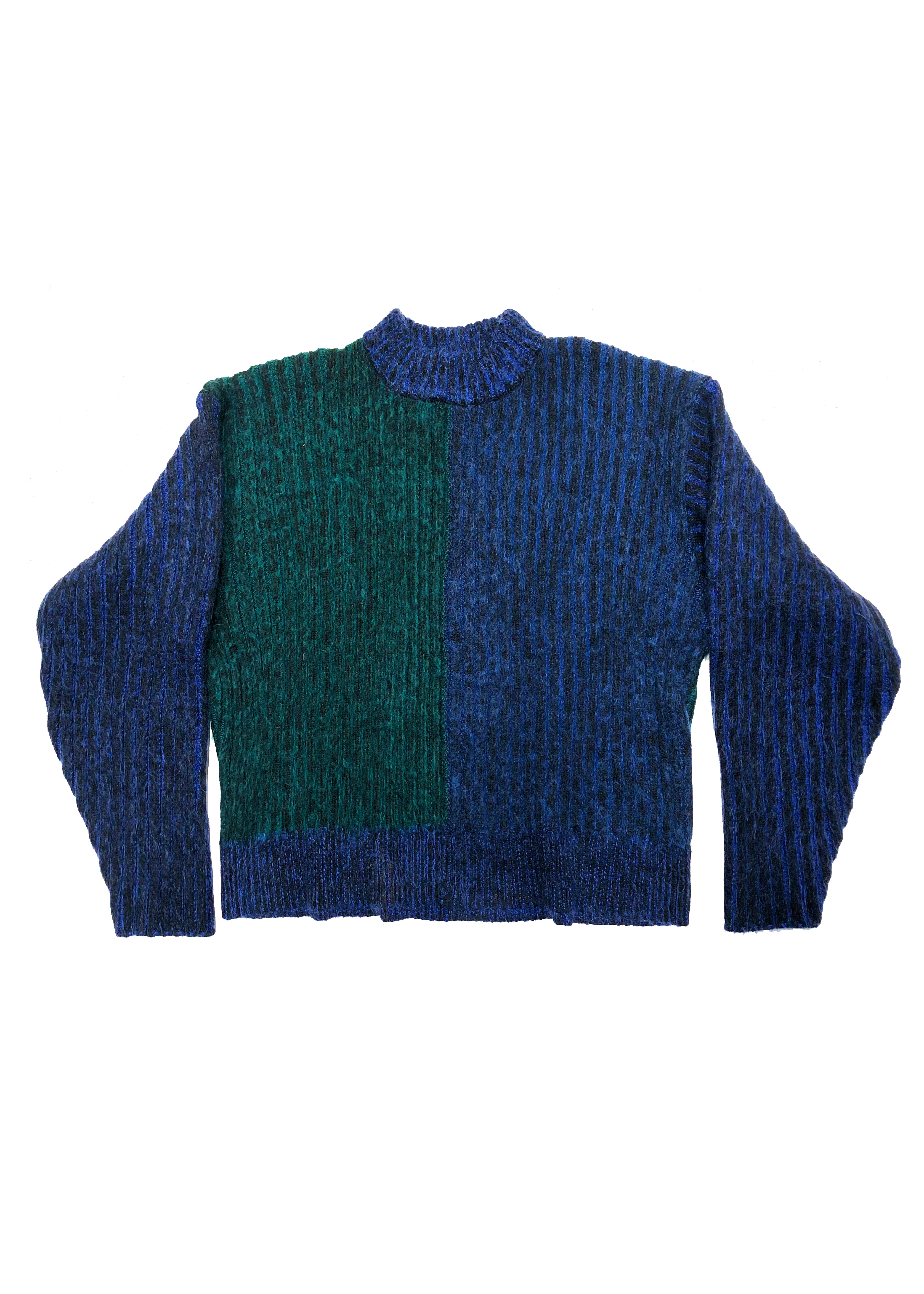 BLUE/GREEN BLOCK MOHAIR JUMPER