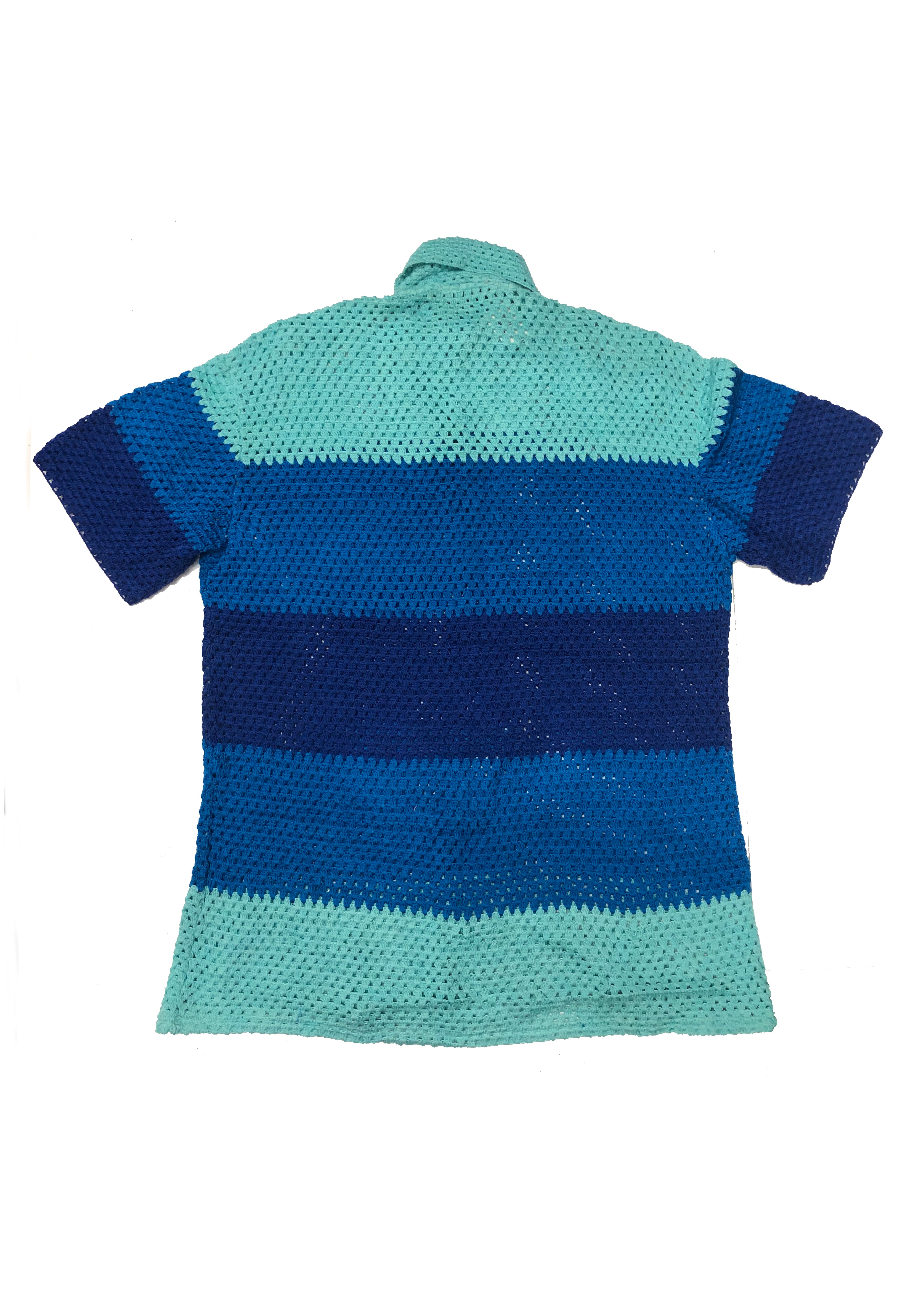 BLUE TONAL CROCHET SHIRT