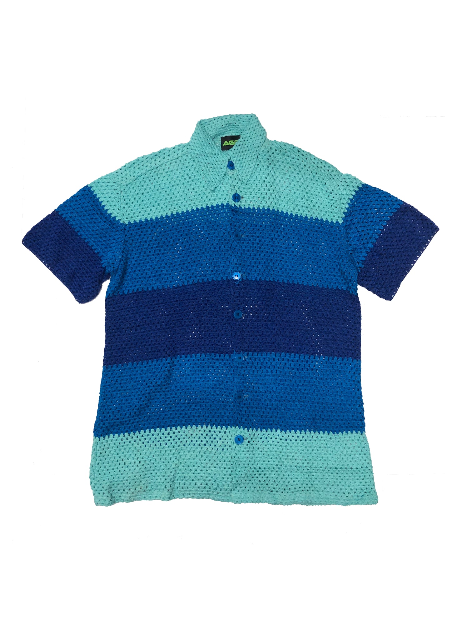 BLUE TONAL CROCHET SHIRT