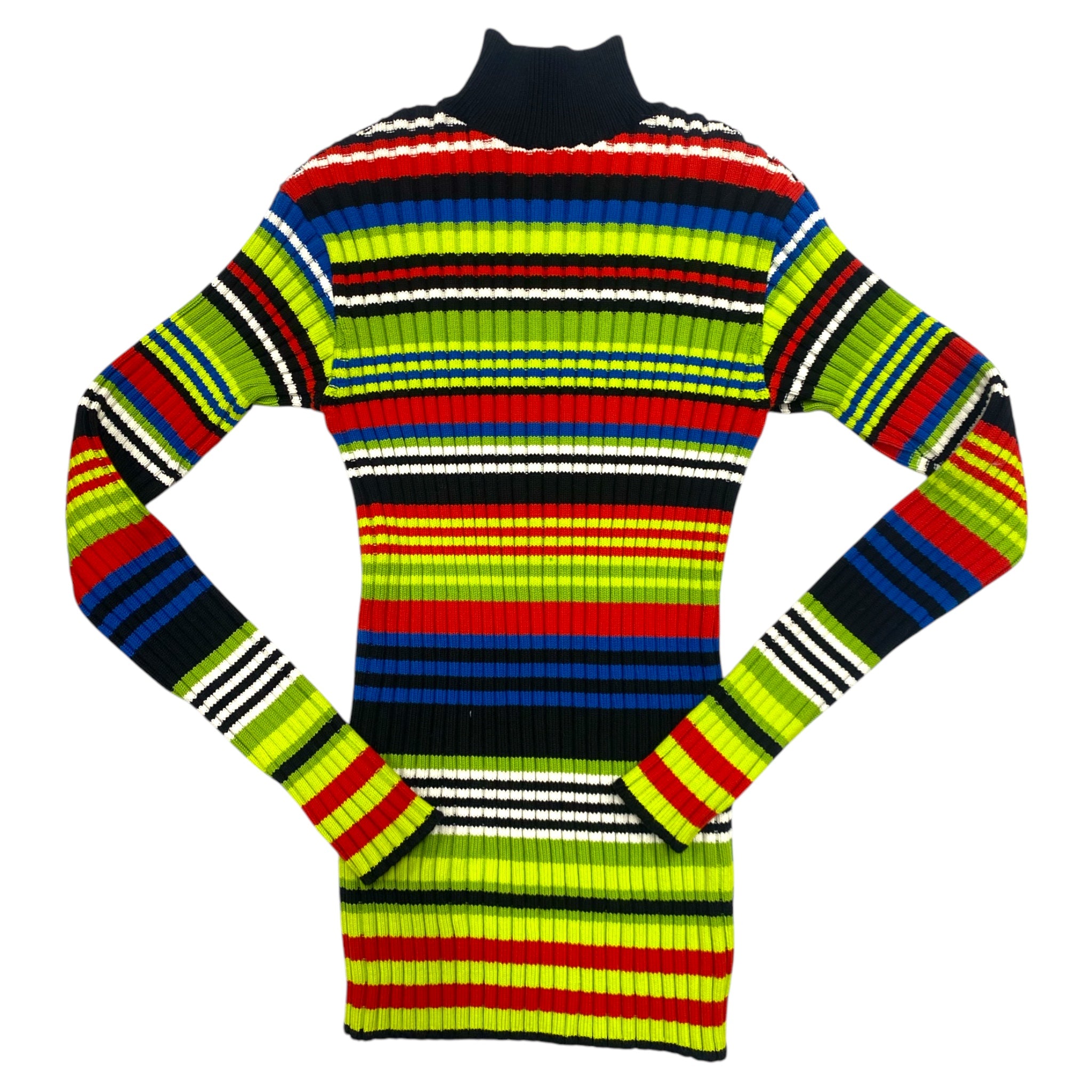 STRIPED RIBBED TURTLE NECK