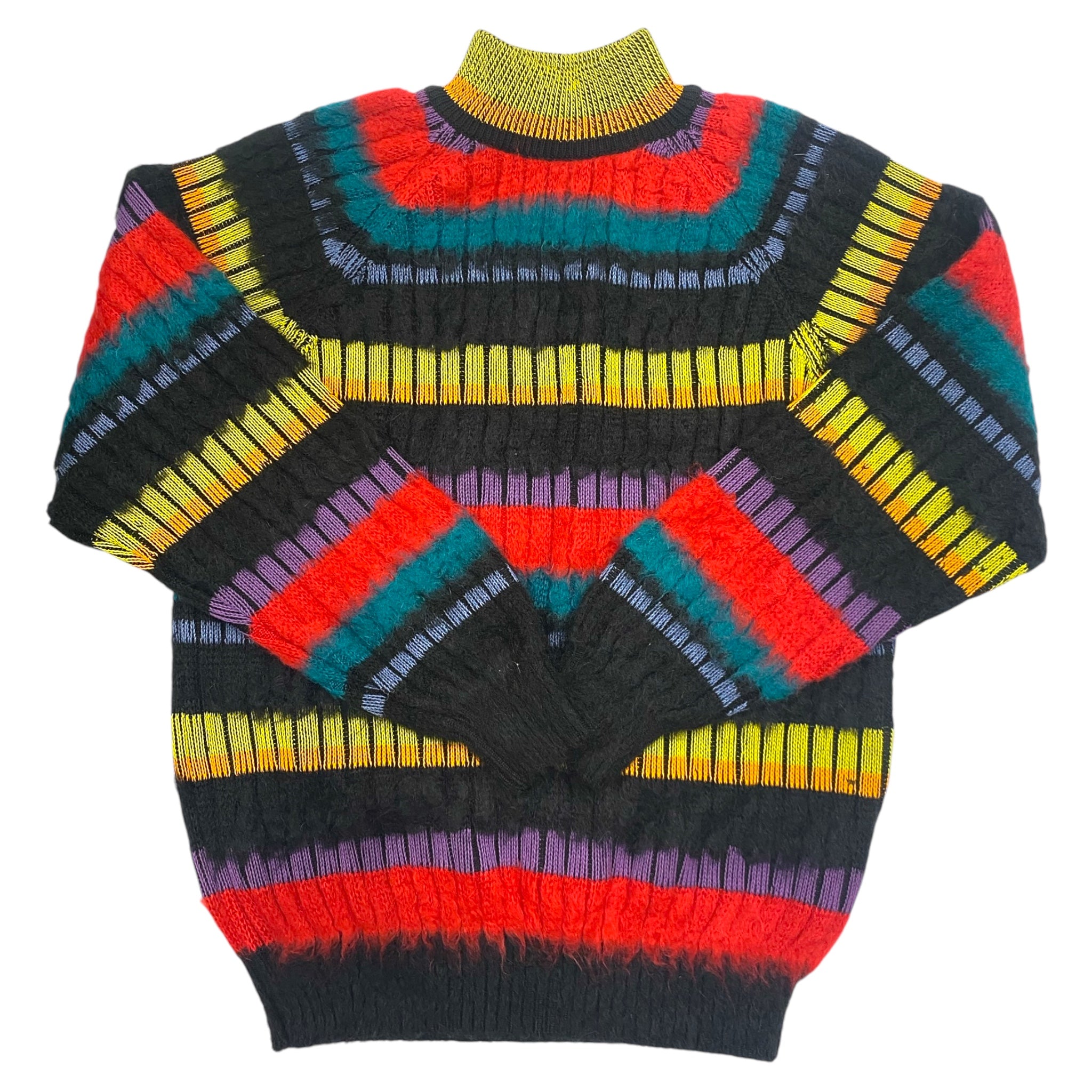 STRIPED MOHAIR AND COTTON TURTLE NECK