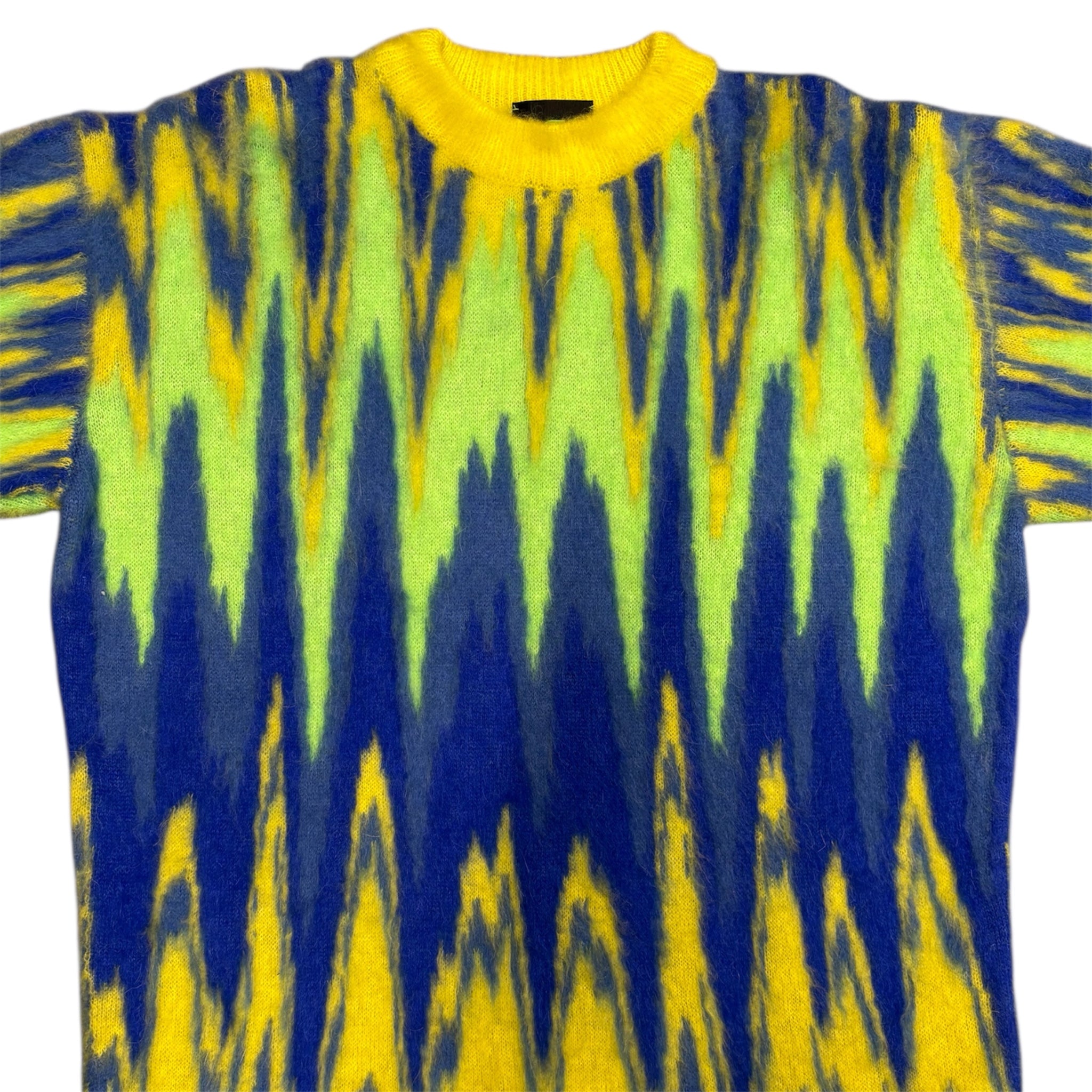 BRUSHED MOHAIR YELLOW ZIGZAG CREW