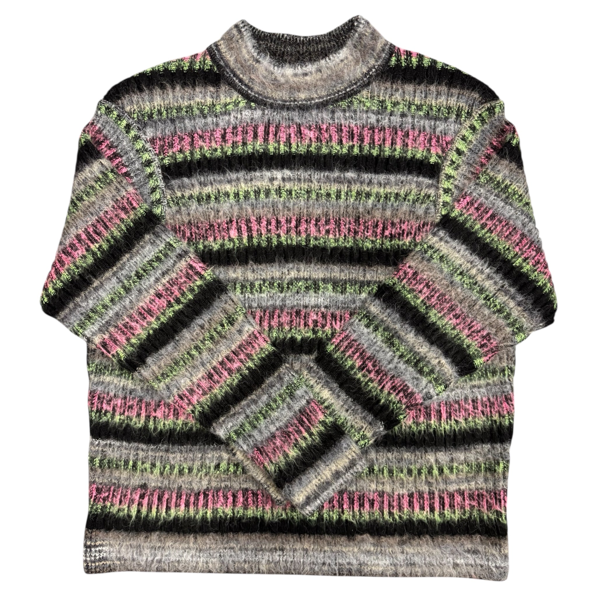 BRUSHED MOHAIR GREY STRIPE