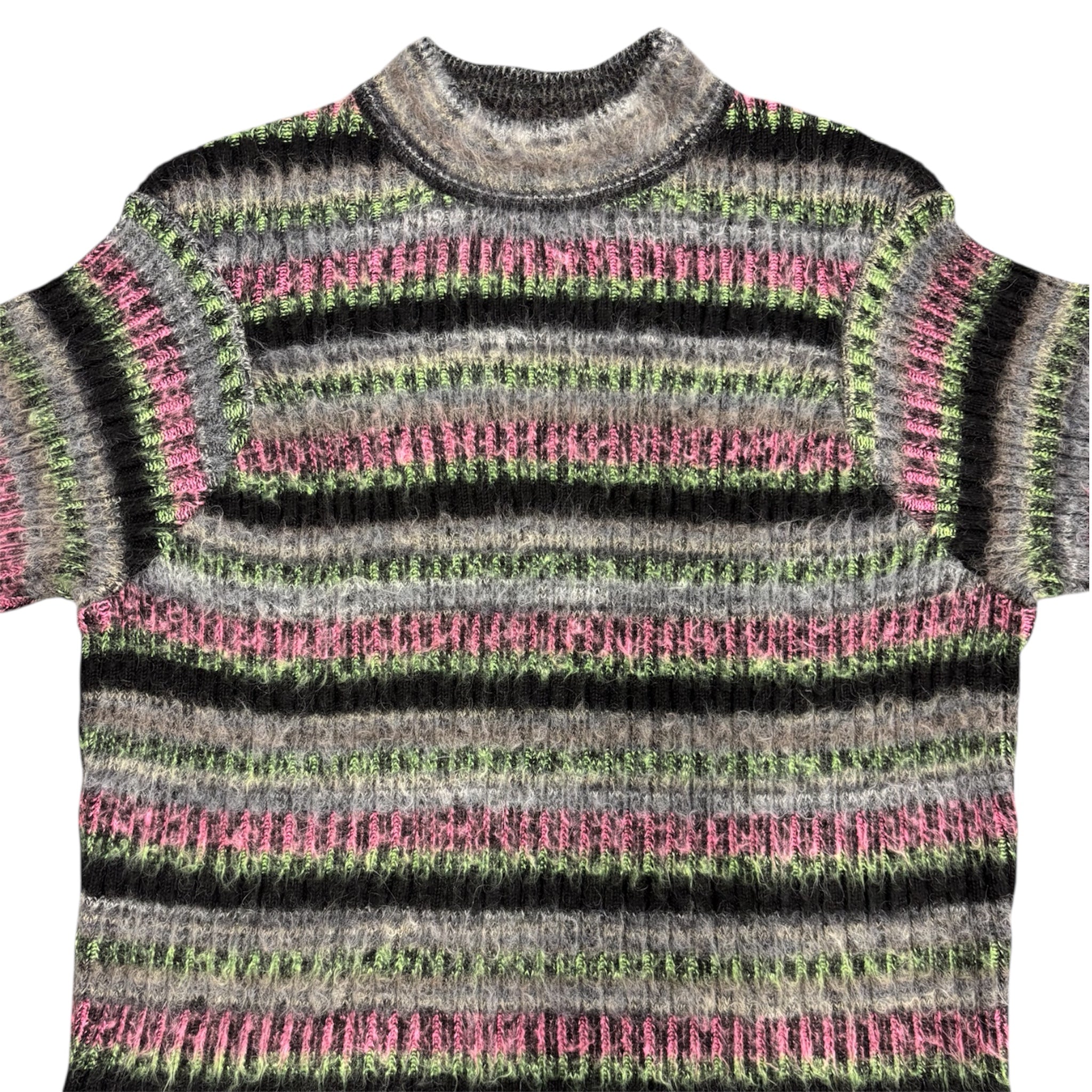 BRUSHED MOHAIR GREY STRIPE