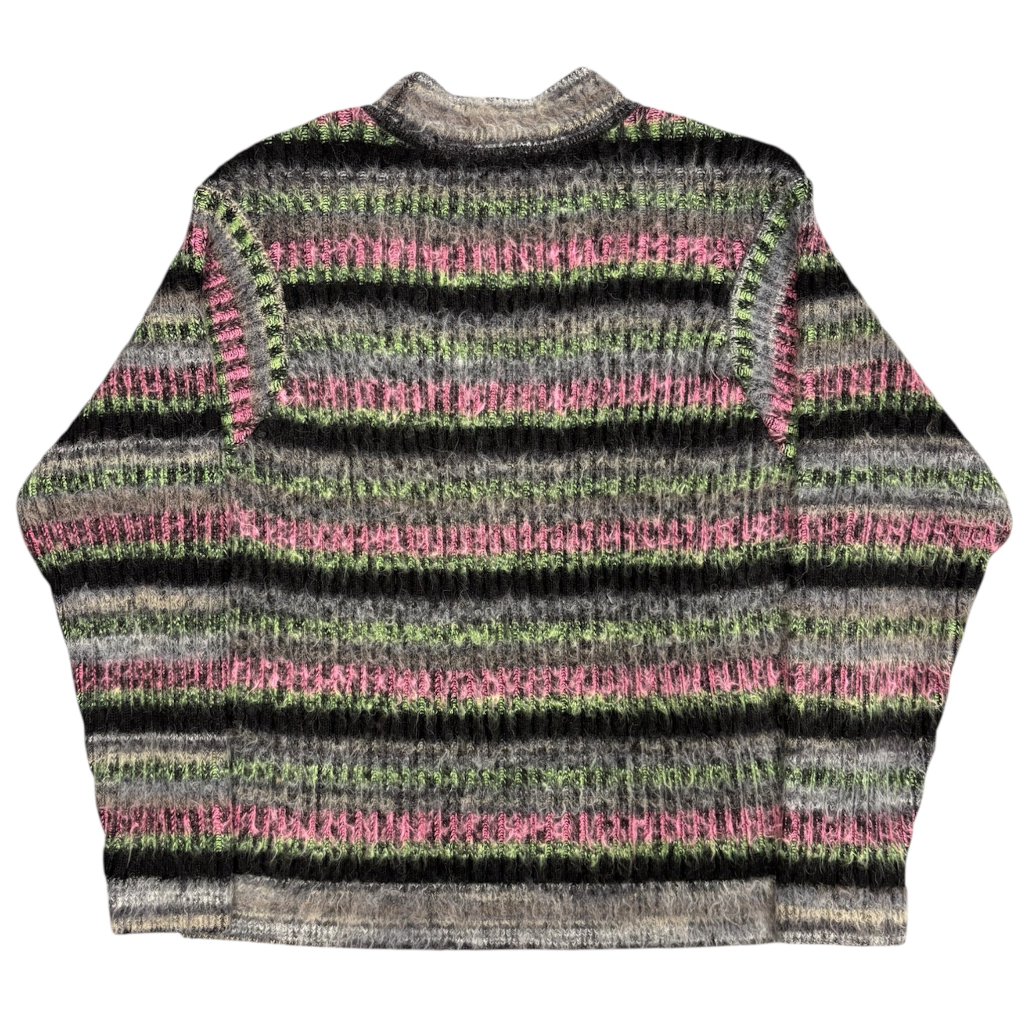 BRUSHED MOHAIR GREY STRIPE