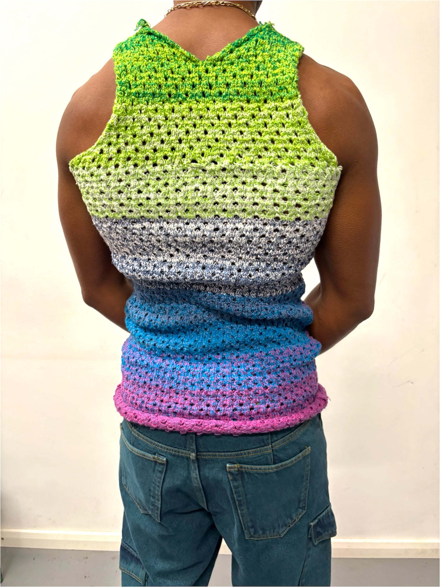 GREEN/BLUE/PURPLE CROCHET VEST