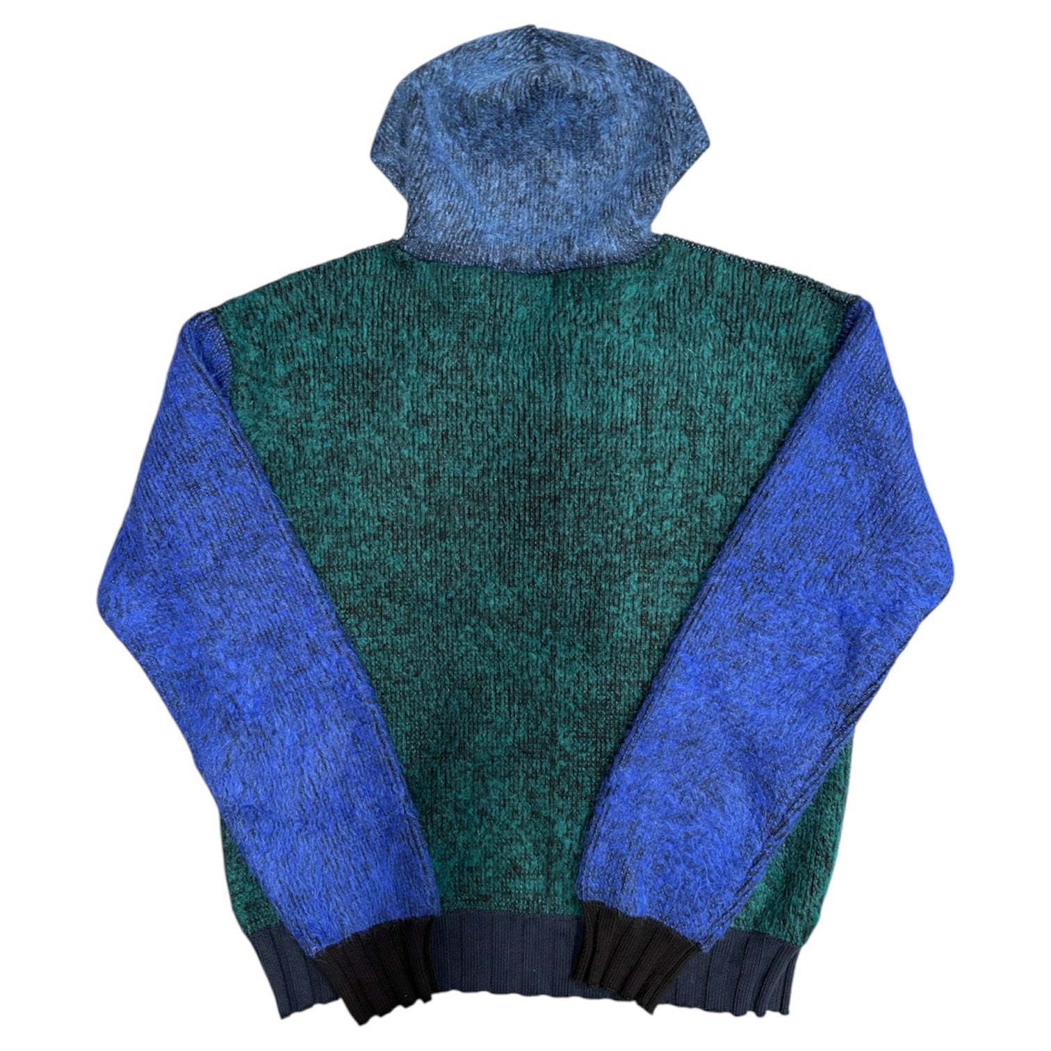 BRUSHED MOHAIR BLUE HOODIE KNIT