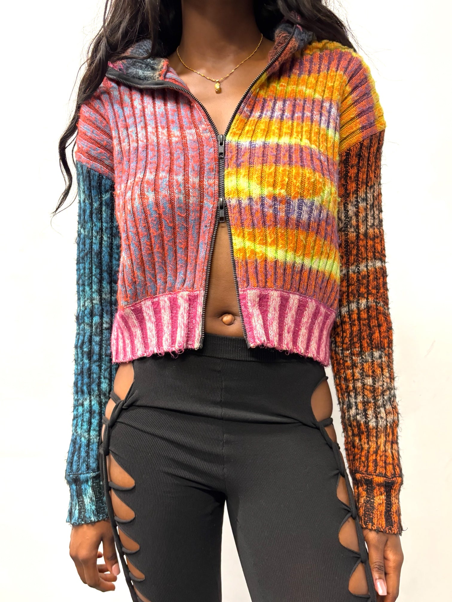 CROPPED MOHAIR HOODED KNIT