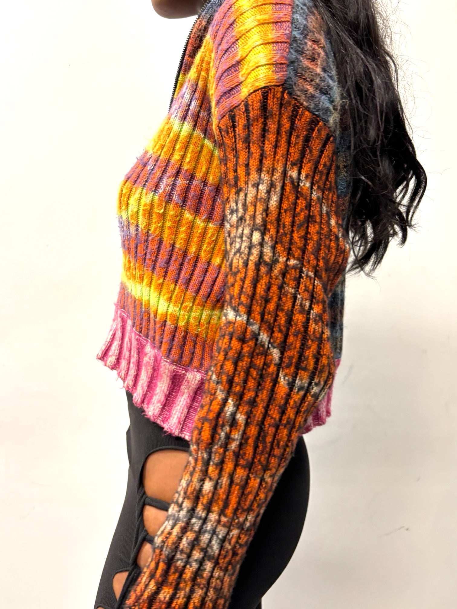 CROPPED MOHAIR HOODED KNIT