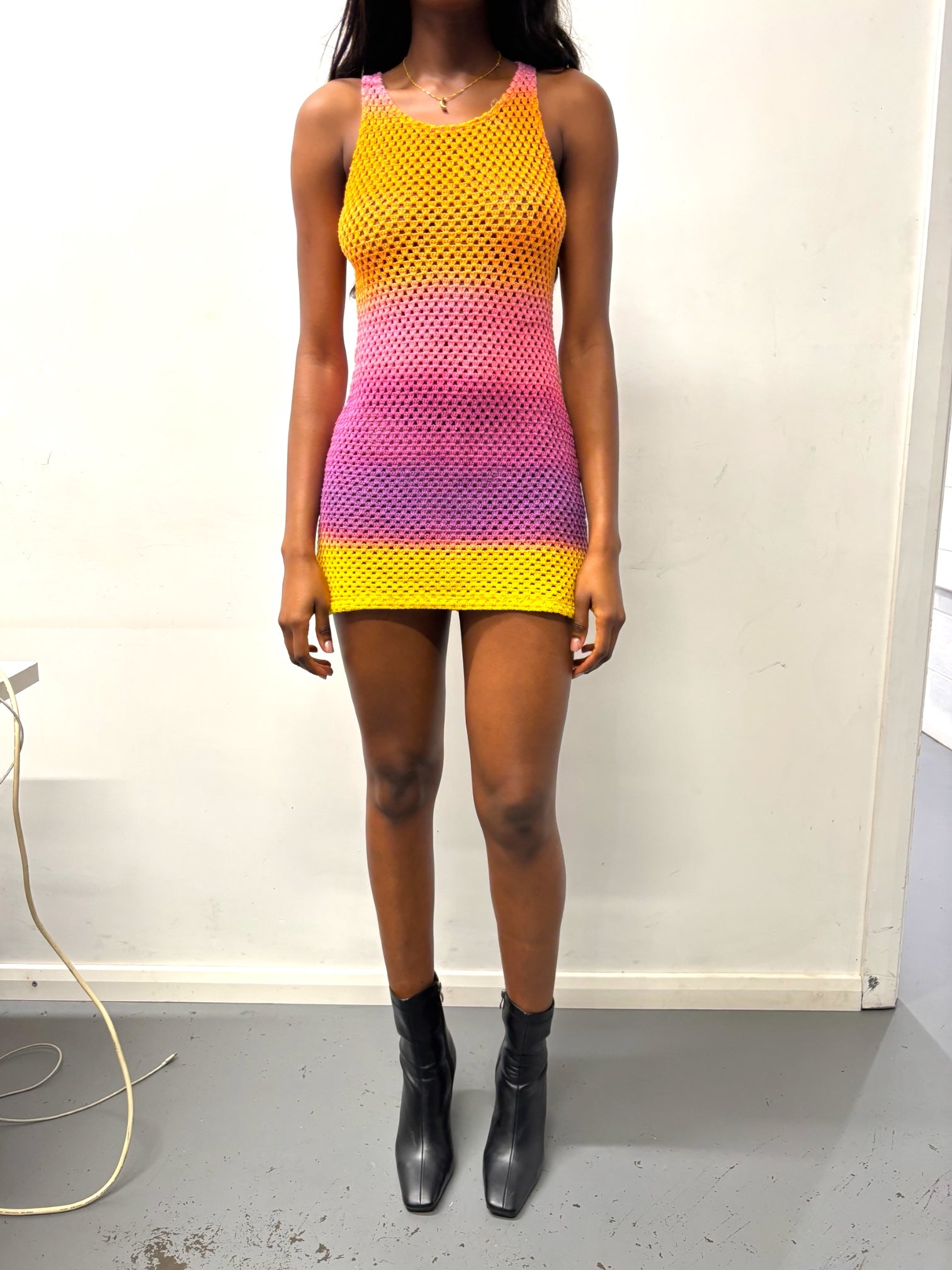 CROCHET MINI DRESS ORANGE