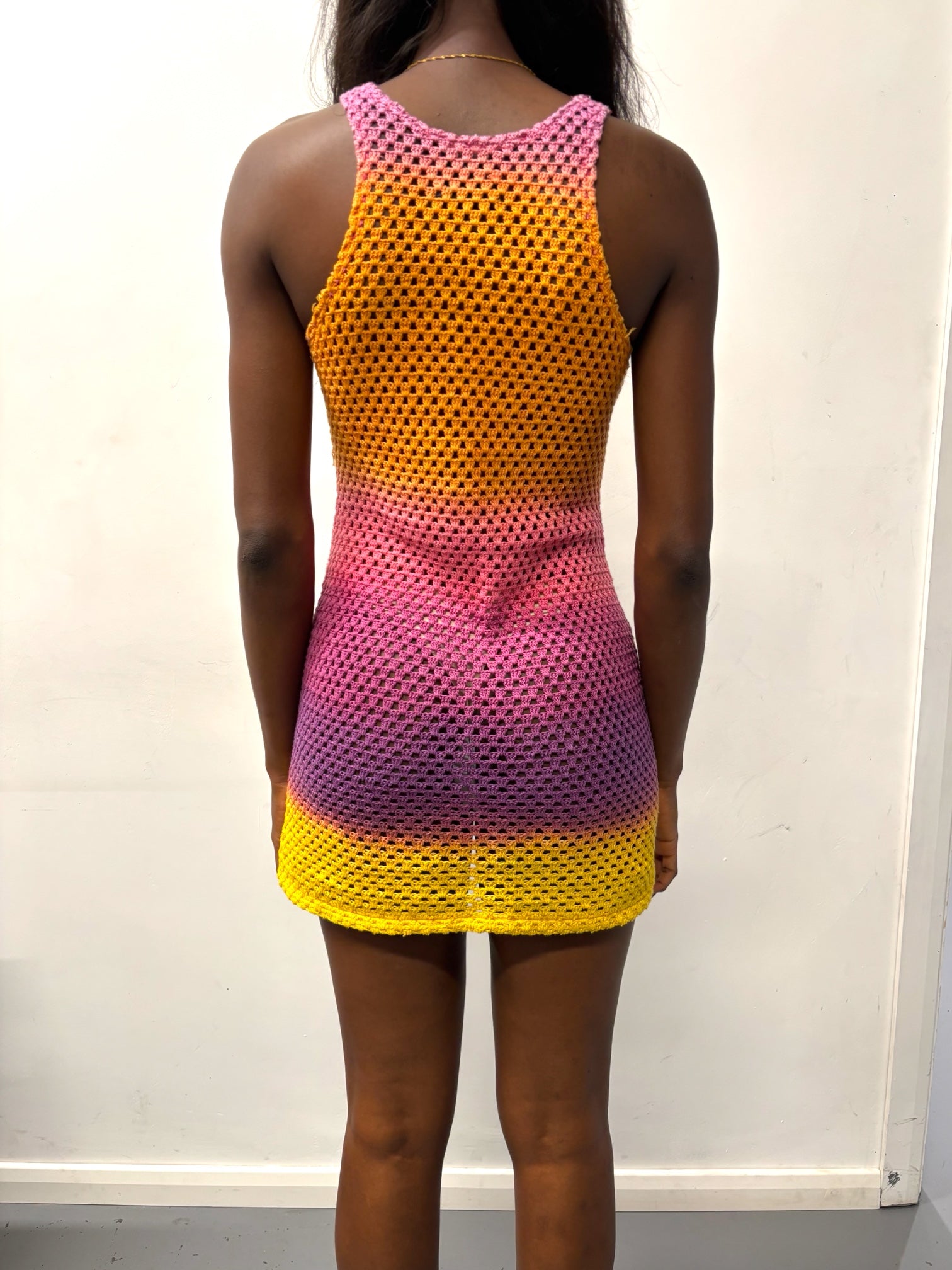 CROCHET MINI DRESS ORANGE