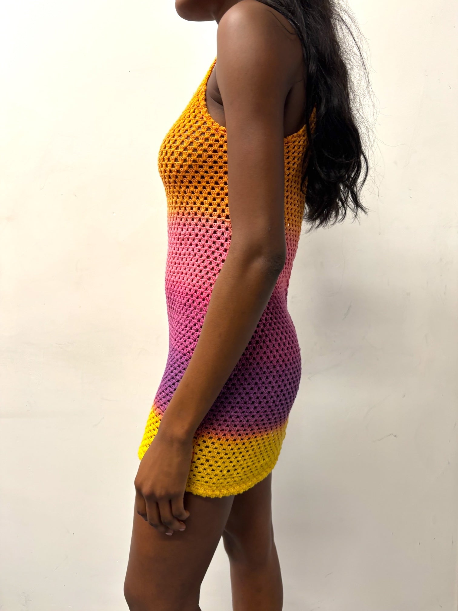 CROCHET MINI DRESS ORANGE