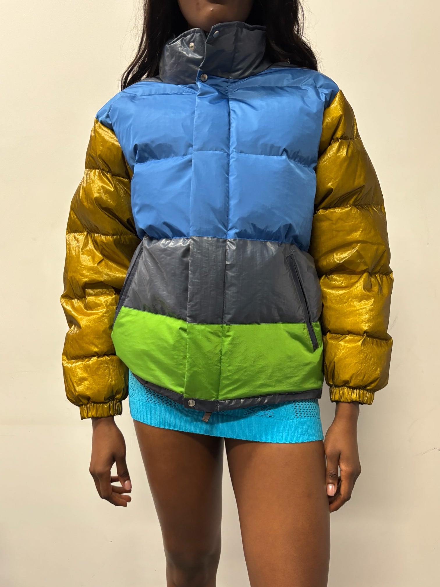 GOLD SLEEVE PANELLED PUFFER