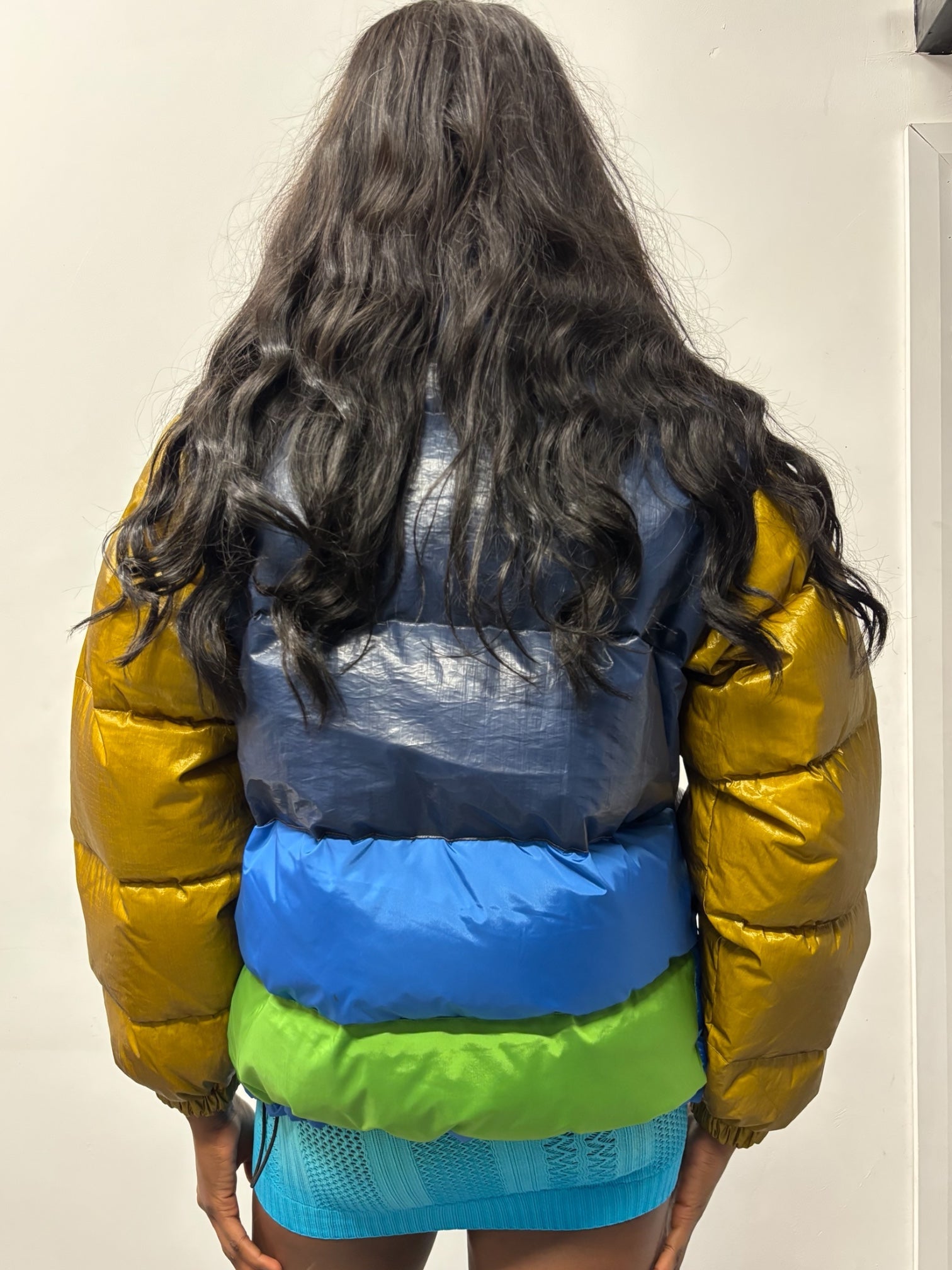 GOLD SLEEVE PANELLED PUFFER