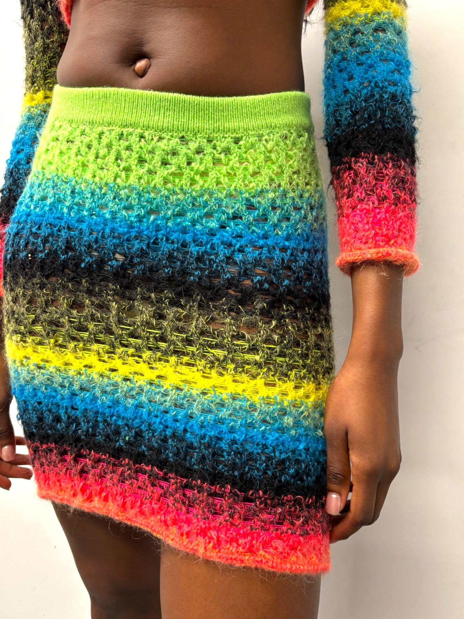 OPEN LACE GREEN MOHAIR SKIRT