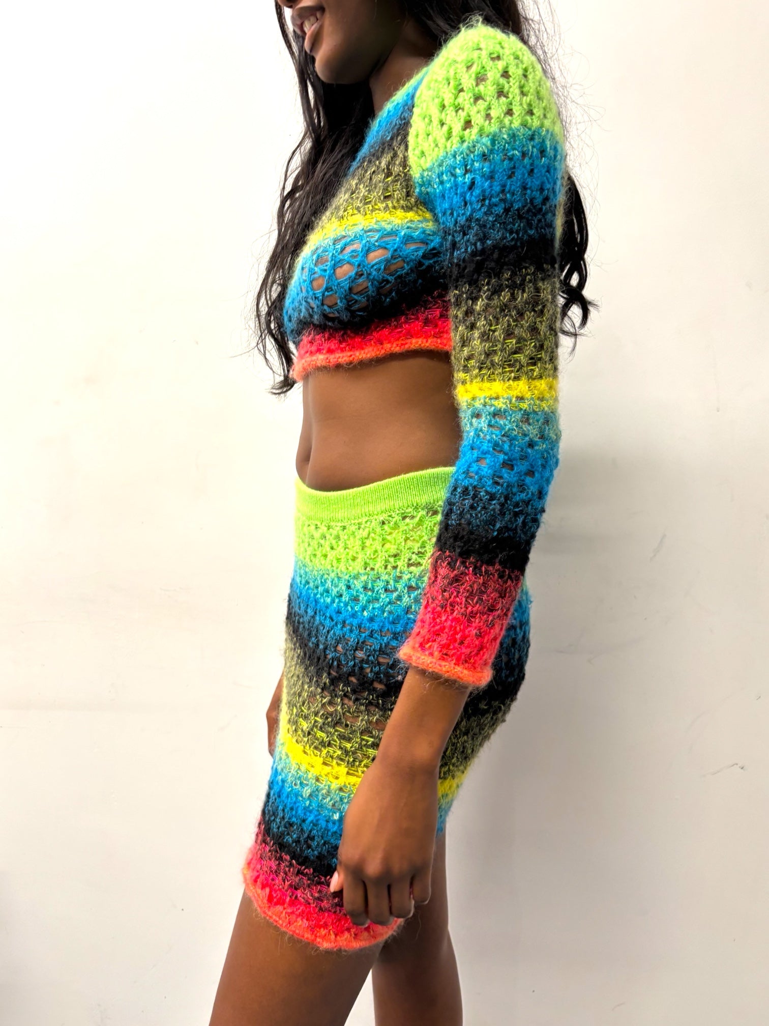 OPEN LACE GREEN MOHAIR SKIRT