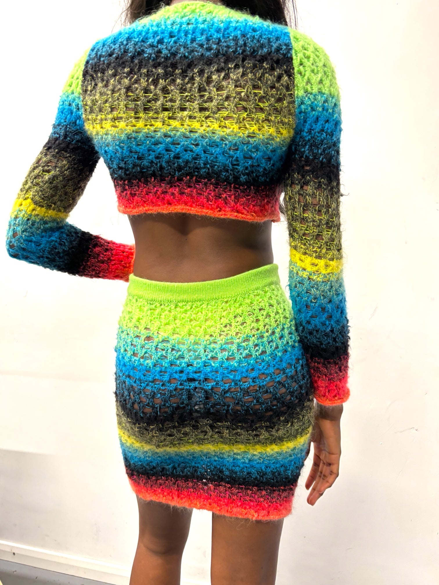 OPEN LACE GRADIENT MOHAIR TOP