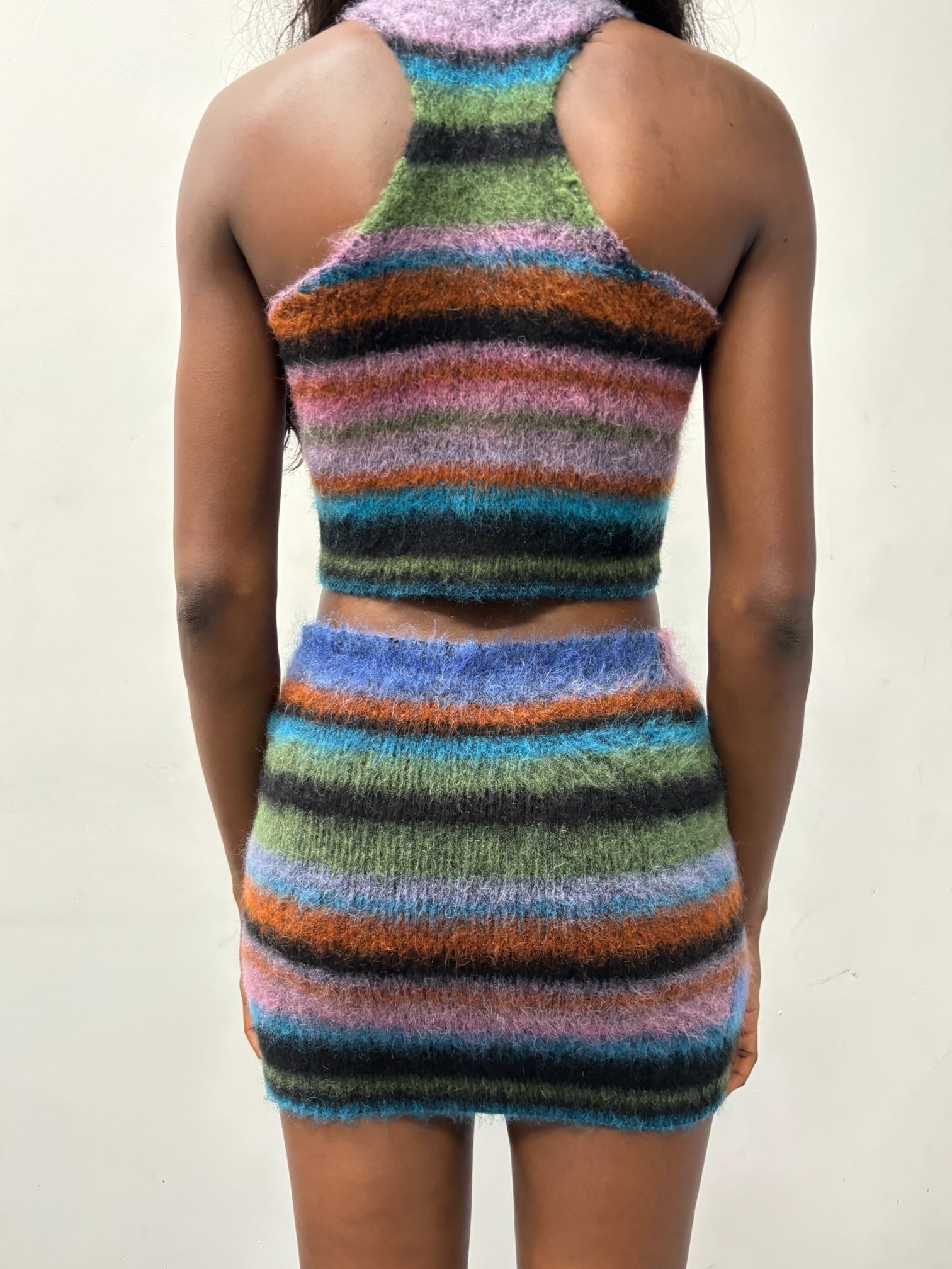 BRUSHED STRIPE MINI SKIRT