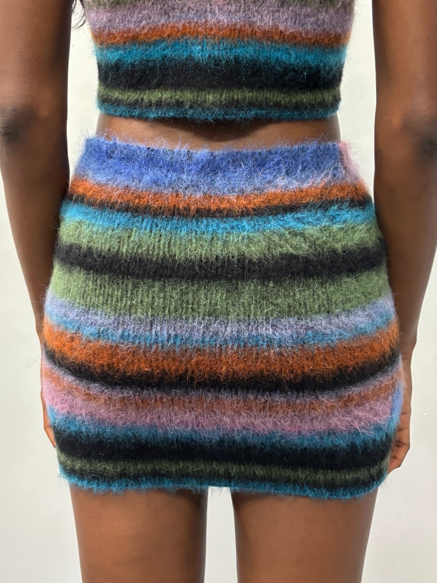 BRUSHED STRIPE MINI SKIRT