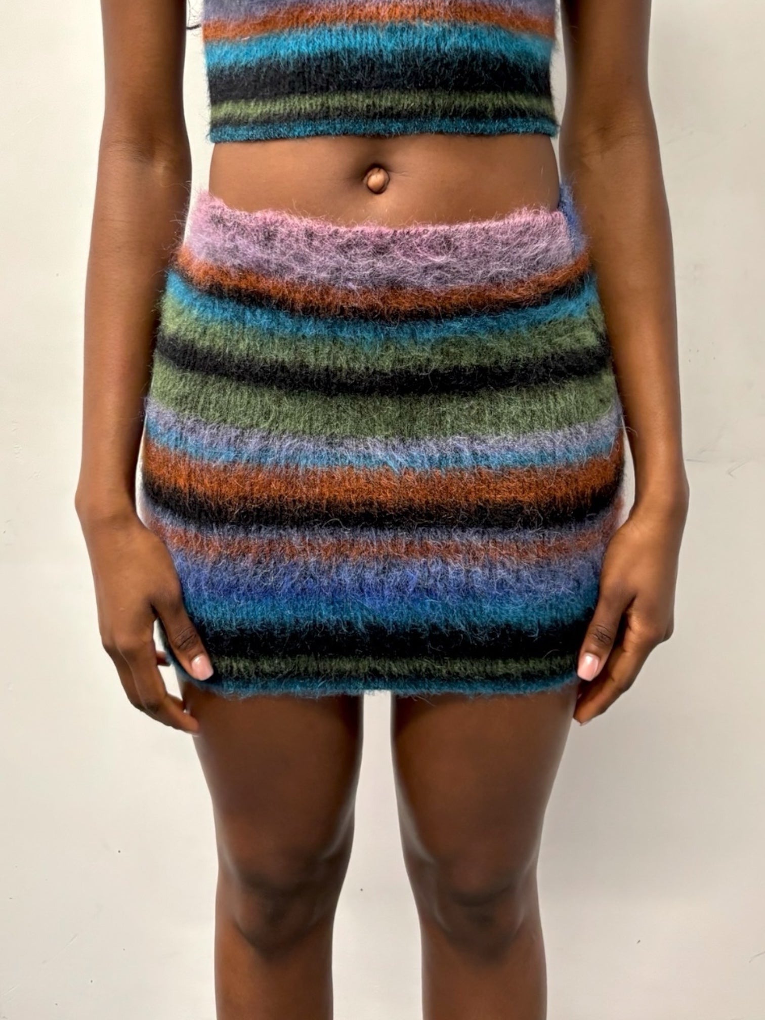 BRUSHED STRIPE MINI SKIRT