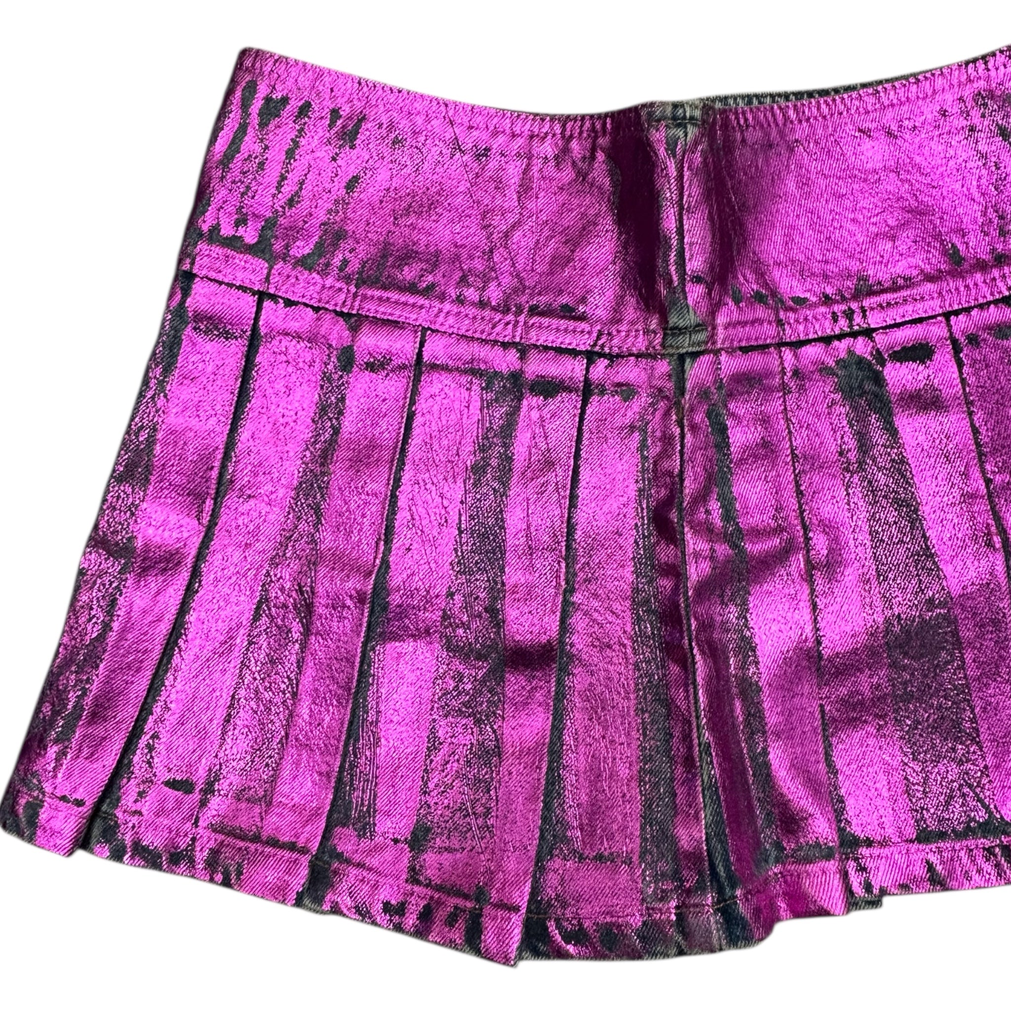 FOILED DENIM RA RA SKIRT