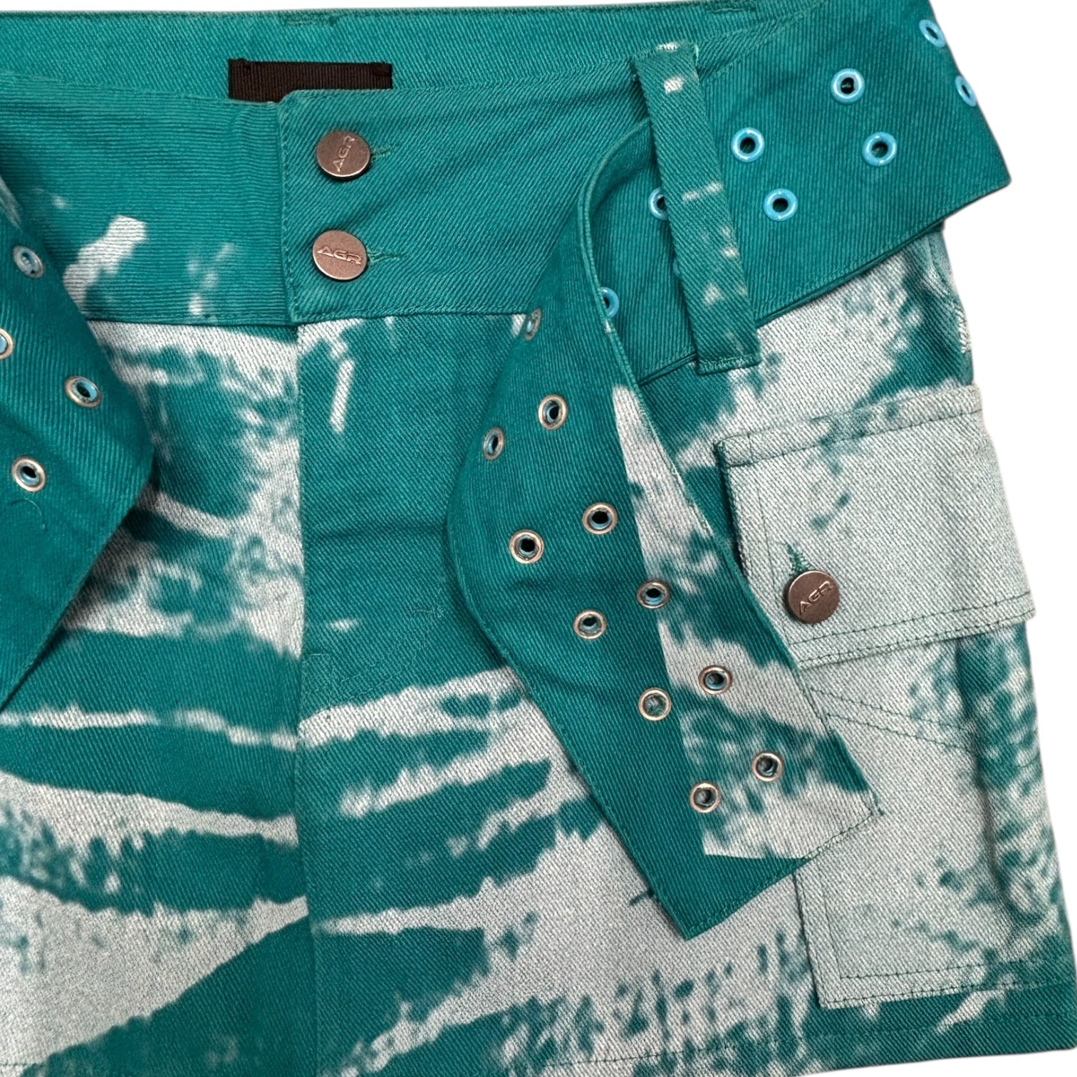 BLUE BUCKLED MINI SKIRT