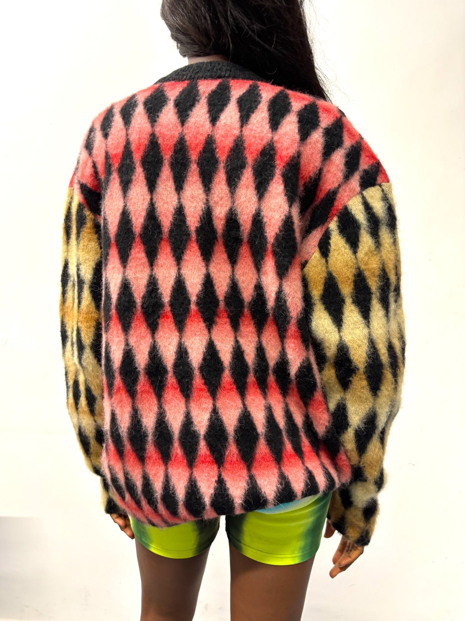 BRUSHED MOHAIR DIAMOND CREW