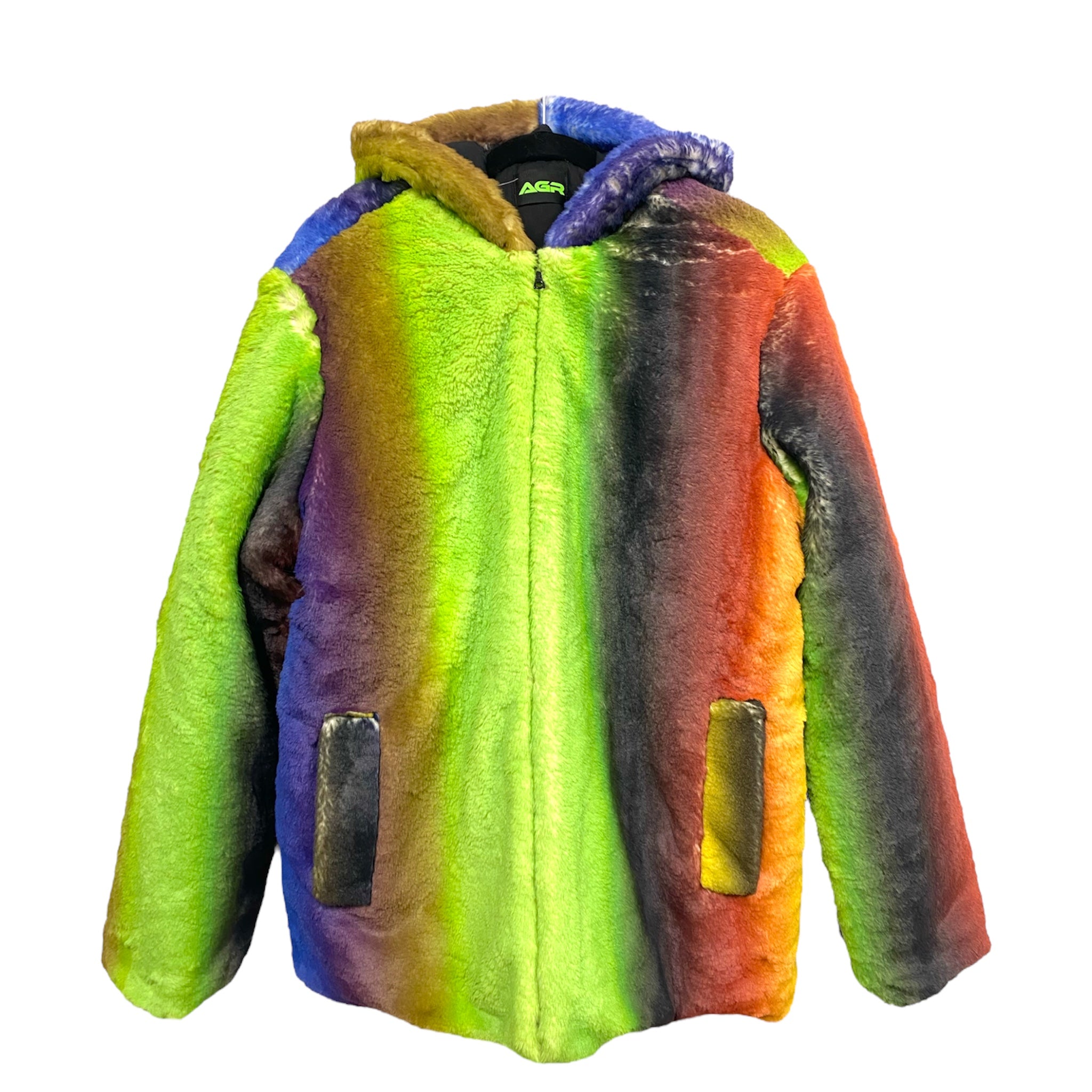 GREEN GRADIENT FAUX FUR JACKET